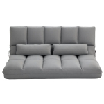 HOMCOM Convertible Floor Sofa Chair, Folding Couch Bed, Guest Chaise Lounge with 2 Pillows, Adjustable Backrest and Headrest, 51.25" L, Light Gray