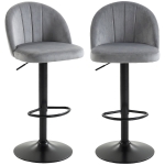 HOMCOM Bar Stools Set of 2, Swivel Counter Height Barstools with Footrest, Grey