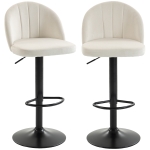 HOMCOM Bar Stools Set of 2, Swivel Counter Height Barstools with Footrest, Cream White