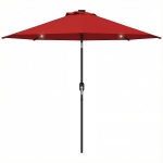 Outsunny 9ft Solar Patio Umbrella Outdoor Sunshade 24 LED Lights Tilt Canopy Wine Red