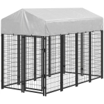 PawHut Outdoor Dog Kennel with Roof, 8' x 4' x 6' Heavy Duty Welded Wire Dog Playpen Enclosure with Escape-proof Lock