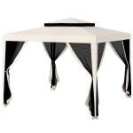 Outsunny 10' x 10' Outdoor Canopy Tent Party Tent with Mesh Netting and Double Tier Roof for Backyard, Garden, Patio, Cream White