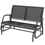 Outsunny Outdoor Glider Bench, 2 Seater Garden Patio Glider Chair with Sling Fabric Seat, Steel Frame, Black