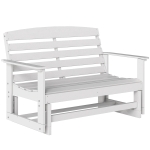 Outsunny Patio Glider Bench w/ HDPE Slatted Double Rocking Chair, White