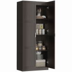 HOMCOM Farmhouse Pantry Cabinet, 71" Tall Kitchen Pantry Storage Cabinet with Soft-Close Hinges, Adjustable Shelves, Espresso