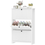 HOMCOM Slim Shoe Cabinet with 3 Flip Drawers, Shoe Storage Cabinet with Adjustable Shelves for Entryway, Holds 18 Pairs, White