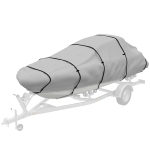 Outsunny 22-24 Ft Trailer Boat Cover, 3000mm Waterproof Universal Boat Cover with Quick-Fasten Buckles, Light Grey