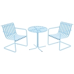 Outsunny 3 Pieces Patio Bistro Set, Metal Frame Garden Coffee Table Set with 2 Chairs & Round Table for Outdoor Yard Porch Poolside Balcony, Sky Blue