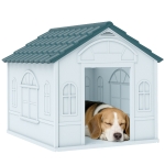 PawHut Plastic Dog House for Medium and Small Dogs, Water Resistant Puppy Shelter Indoor Outdoor with Door, Easy to Assemble, Blue