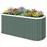 Outsunny Galvanized Raised Garden Bed, Deep Root Planter Box, Outdoor Garden Bed with Plant Labels, 5' x 2' x 2', Light Green