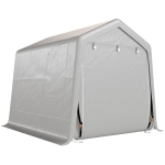 Outsunny 9.2' x 7.9' Garden Storage Tent, Patio Storage Shelter w/ Metal Frame and Double Zipper Doors, Light Grey