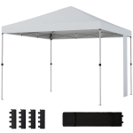 Outsunny 9.6 x 9.6 ft Pop Up Canopy Tent with Pockets, UPF 50+ 1-Button Push Outdoor Instant Canopy with Sandbags, Wheeled Bag