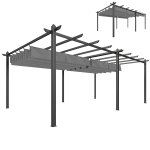 Outsunny 11.7' x 19.6' Retractable Pergola Canopy, Aluminum Pergola for Grill, Patio, Garden, Deck