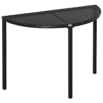 Outsunny Half Round Side Table, PE Rattan Coffee Table with Metal Frame for Patio, Garden, Balcony, Black