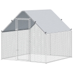 PawHut Metal Chicken Coop with Water- and UV-Protection Cover for Backyard Hen, Duck, Rabbit, 6.6' x 6.6' x 6.6'