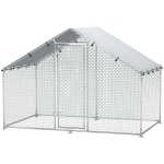 PawHut Metal Chicken Coop, 9.8 x 5.6 FT Walk-in Chicken Run with Cover, Lockable Door, Outdoor Poultry Cage for 5-8 Chickens