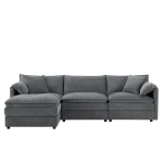 Modular Sectional Sofa with Deep Wide Seats and Cushions, L-Shaped Cloud Couch with Movable Ottoman, 103" L x 59.5" W x 33" H, Dark Gray