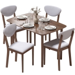 HOMCOM 5-Piece Dining Table Set for 4, Mid-Century Modern Kitchen Table and Chairs, Light Gray