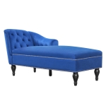 Exquisite Chaise Lounge with Button-Tufted Design and Nailhead Trim, Right-Arm Facing Chaise for Living Room, 58" L x 26.5" W x 28.5" H, Blue