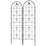 Outsunny Set of 2 Metal Garden Trellis, Decorative Trellis Panels, Bird Design, 150 x 50 cm, Black