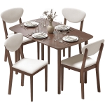 HOMCOM 5-Piece Dining Table Set for 4, Mid-Century Modern Kitchen Table and Chairs, Cream White
