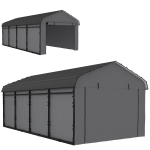 Outsunny 12' x 20' Metal Carport, Heavy Duty Garage Car Canopy with Galvanized Metal Roof and Removable Sidewalls, Dark Gray