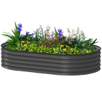 Outsunny 5' x 3' x 1' Large Outdoor Planter Box, Galvanized Raised Garden Bed with Metal Plant Stake, Dark Grey