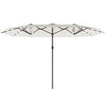 Outsunny 173" Double-Sided Sun Umbrella Garden Parasol Patio Sun Shade Outdoor with LED Solar Light, Cream White