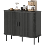 HOMCOM 35.4" Sideboard Buffet Cabinet with Storage, Nordic Coffee Bar Cabinet with Slatted Tambour Doors and Metal Legs, Black