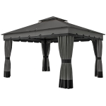 Outsunny 10' x 12' Double Roof Patio Gazebo Canopy, Outdoor Gazebo Shelter with Netting & Curtains, for Garden, Lawn and Deck