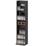 HOMCOM Media Storage Cabinet, 9-Tier Tall Narrow DVD Shelf with 6 Adjustable Shelves, Black