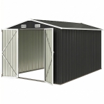 Outsunny 10' x 10' Metal Shed, Heavy Duty Outdoor Storage Shed with 4 Vents and Lockable Double Doors, Dark Grey