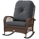 Outsunny Outdoor Wicker Rattan Rocking Chair Patio Rocker with Thick Cushions for Garden Backyard Porch, Black