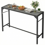 Outsunny Bar Height Outdoor Table with Built-In Bottle Opener, Patio Bar Table with Wood Grain Plastic Top, 55" x 15" x 39"