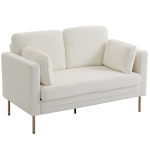 HOMCOM Loveseat Sofa, 55" Small Sofa Couch with 2 Pillows, Metal Legs for Living Room, Bedroom, Apartment, Cream White