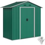 Outsunny 6.5x3.5ft Metal Garden Storage Shed for Outdoor Tool Storage with Double Sliding Doors and Vents, Green