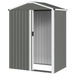 Outsunny 4.5 x 3ft Outdoor Storage Shed, Waterproof Metal Garden Shed with Lockable Door for Backyard, Patio, Lawn, Light Grey