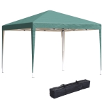 Outsunny 10 x 10ft Folding Pop Up Tent Outdoor Gazebo Canopy with Carrying Bag, Dark Green
