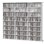 HOMCOM Media Storage Cabinet, 8-Tier DVD Shelf with 18 Adjustable Shelves, Holds 1032 CDs, 594 DVDs or Blu-rays, White
