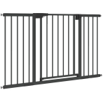 PawHut Baby Gate, Pet Safety Gate Pressure Fit, 30"-51" Wide with Two-Way Open, Auto-Close for Stair, Doorways, Hallways, Black