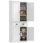 HOMCOM Long Standing Kitchen Cabinet w/ 2 Drawers MDF Board White