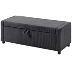 HOMCOM Storage Ottoman, Upholstered Corduroy End of Bed Bench with Thick Padding, Storage Bench for Bedroom, Dark Grey