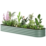 Outsunny 7.9 x 2 x 1ft Galvanized Raised Garden Bed Kit, Metal Planter Box with Safety Edging, Green
