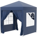 Outsunny 6.6'x6.6' Pop Up Canopy Tent with Sidewalls, Instant Sun Shelter Camping Gazebo with Carry Bag, Blue