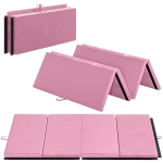 Soozier 4'x6'x2'' Folding Gymnastics Tumbling Mat, Exercise Mat  with Carrying Handles for Yoga, MMA, Martial Arts, Stretching, Core Workouts, Pink