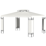 Outsunny 10' x 13' Outdoor Gazebo, Double Roof Patio Gazebo Canopy Shelter with Screen Decorate Corner Frame, White