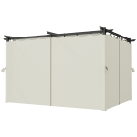 Outsunny 10' x 13' Pergola with Retractable Canopy and Curtains, UPF30+ Sun Shade Shelter for Grill, Garden, Backyard, Deck