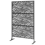 Outsunny Metal Outdoor Privacy Screen, Freestanding Outdoor Divider with Stand, 78" x 48", Black