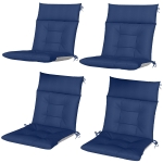 Outsunny Patio Chair Cushions Set of 4, Waterproof Non-Slip Lounge Chair Cushions, 44"x21", Navy Blue