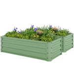 Outsunny Galvanized Raised Garden Beds, Outdoor Planter Box, Set of 2, for Flowers, Herbs and Vegetables, Light Green